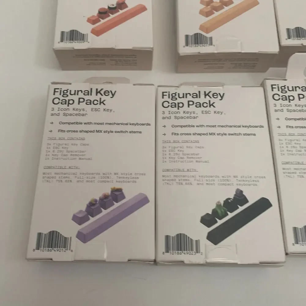 North Lot Of 6 Mechanical Keyboard Assoreted Caps Sets Figural key + wood Accent